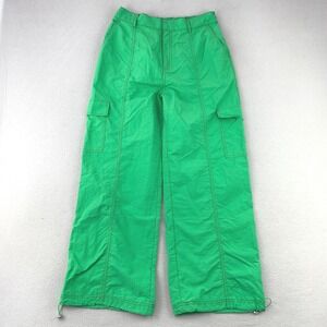 Love Tree Parachute Cargo Pants Womens Medium Green Streetwear Nylon Y2K Baggy